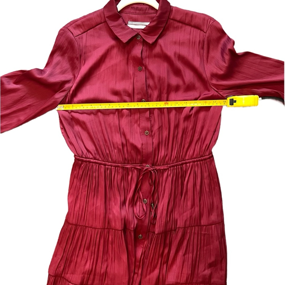NEW Anthropologie Satin Tiered Button-Front Adjustable Maxi Dress, Red, Medium - Picture 12 of 12